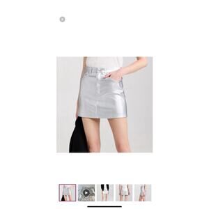 NWT! Daze Denim Sustainable Stash Metallic Silver Mini Skirt Woman's Size 27
